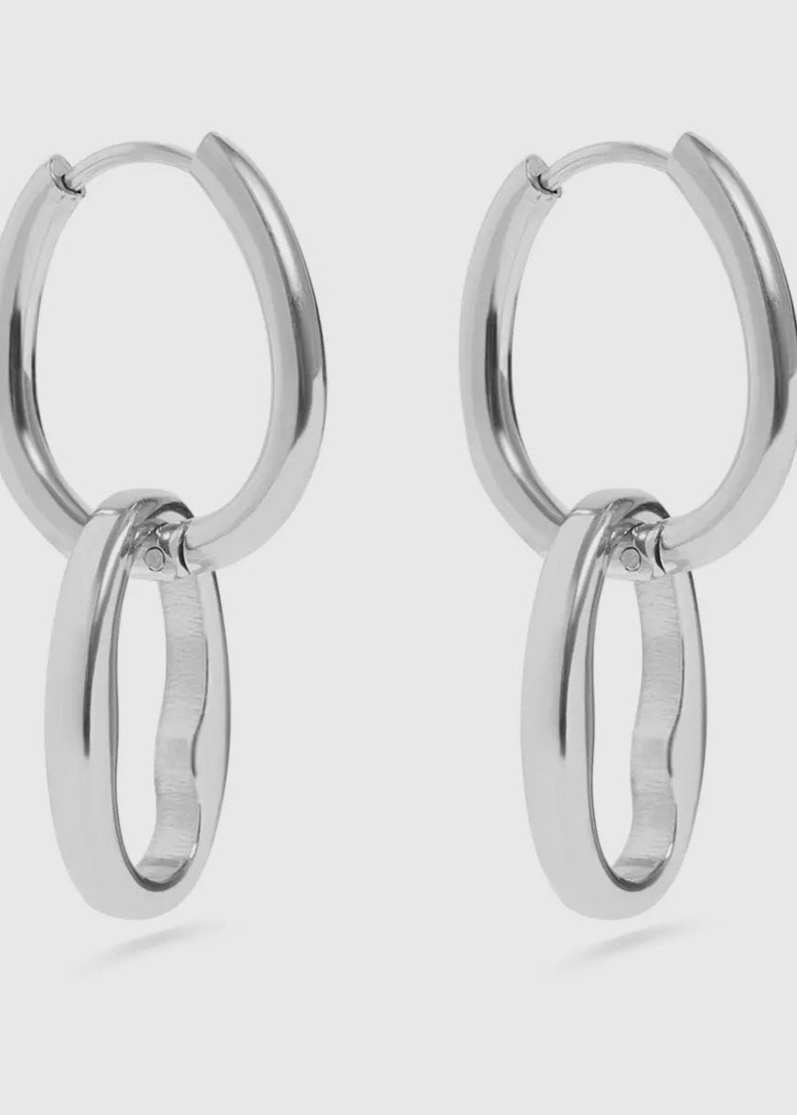 Interlocked Oval Pendant Earrings