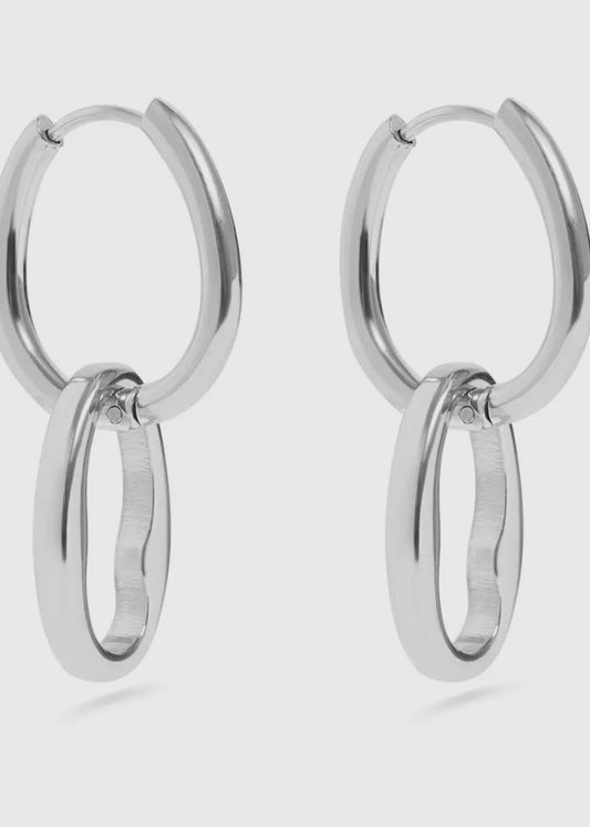 Interlocked Oval Pendant Earrings