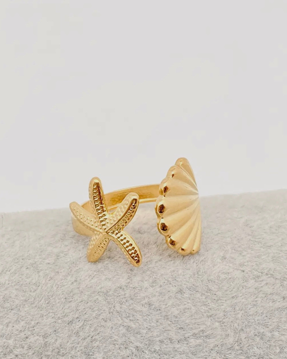 Starfish & Shell ring - one size