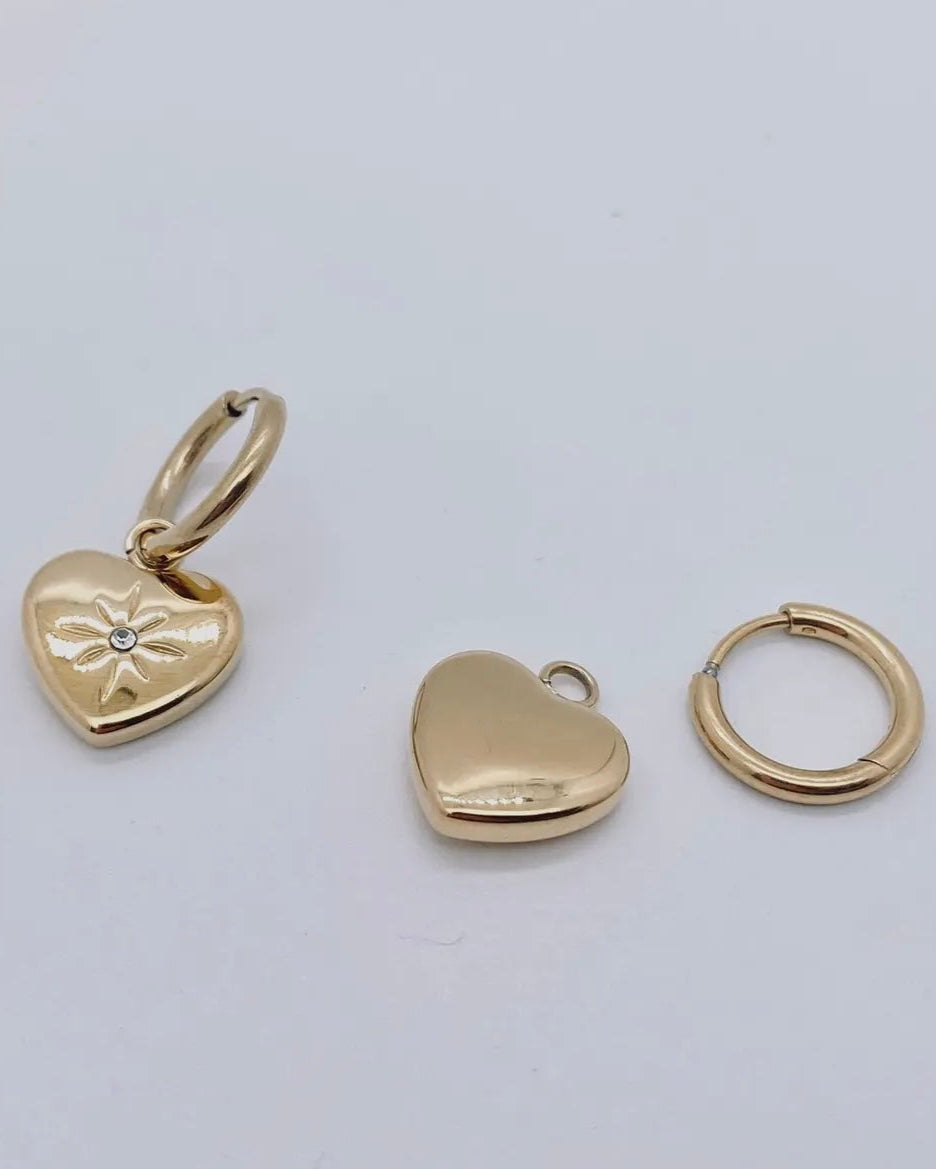 Heart-Shaped 18K Gold-Plated Huggie Earrings