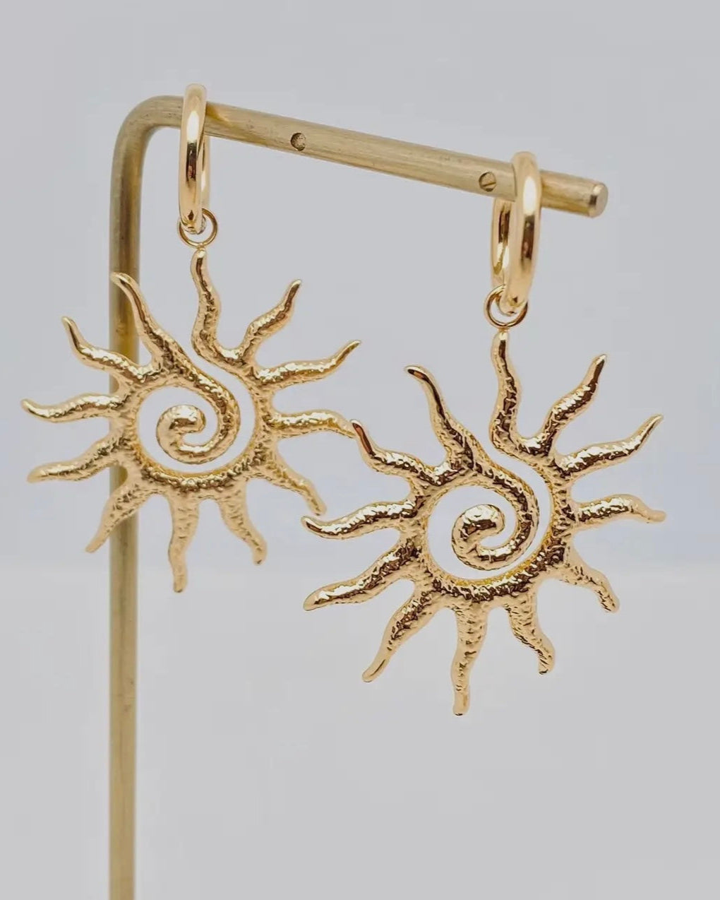 Spiral Sun Design Huggie Earrings