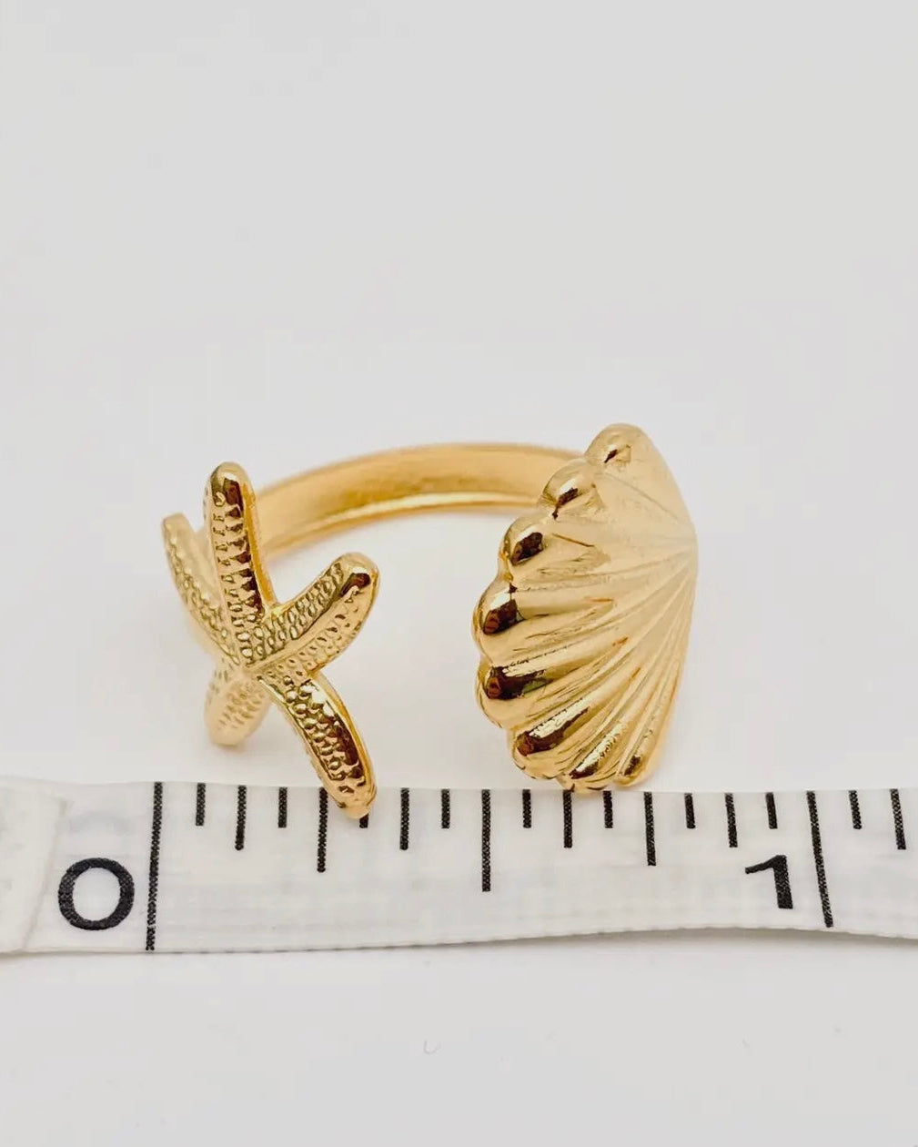 Starfish & Shell ring - one size