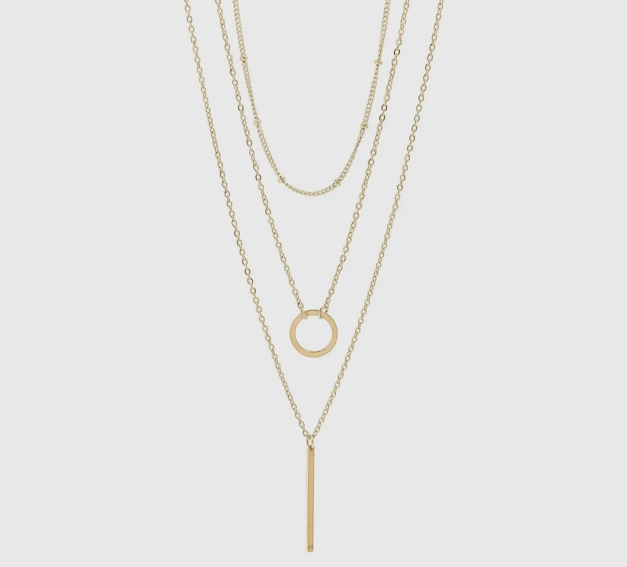 18K Gold Pvd Stainless Steel 3 Row
Layered Chain Necklace