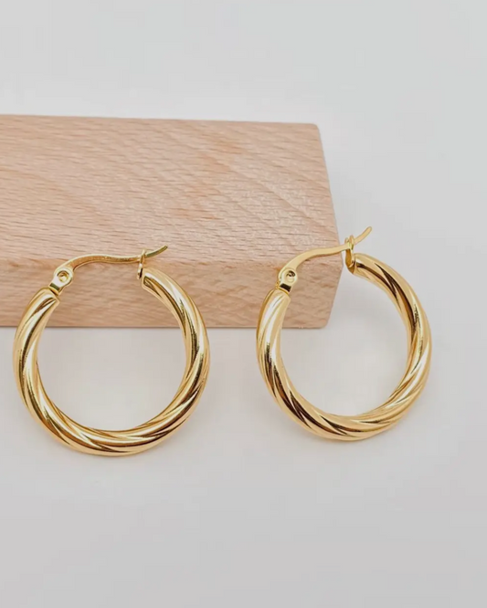 Stainless Steel Cable Hoop Earrings