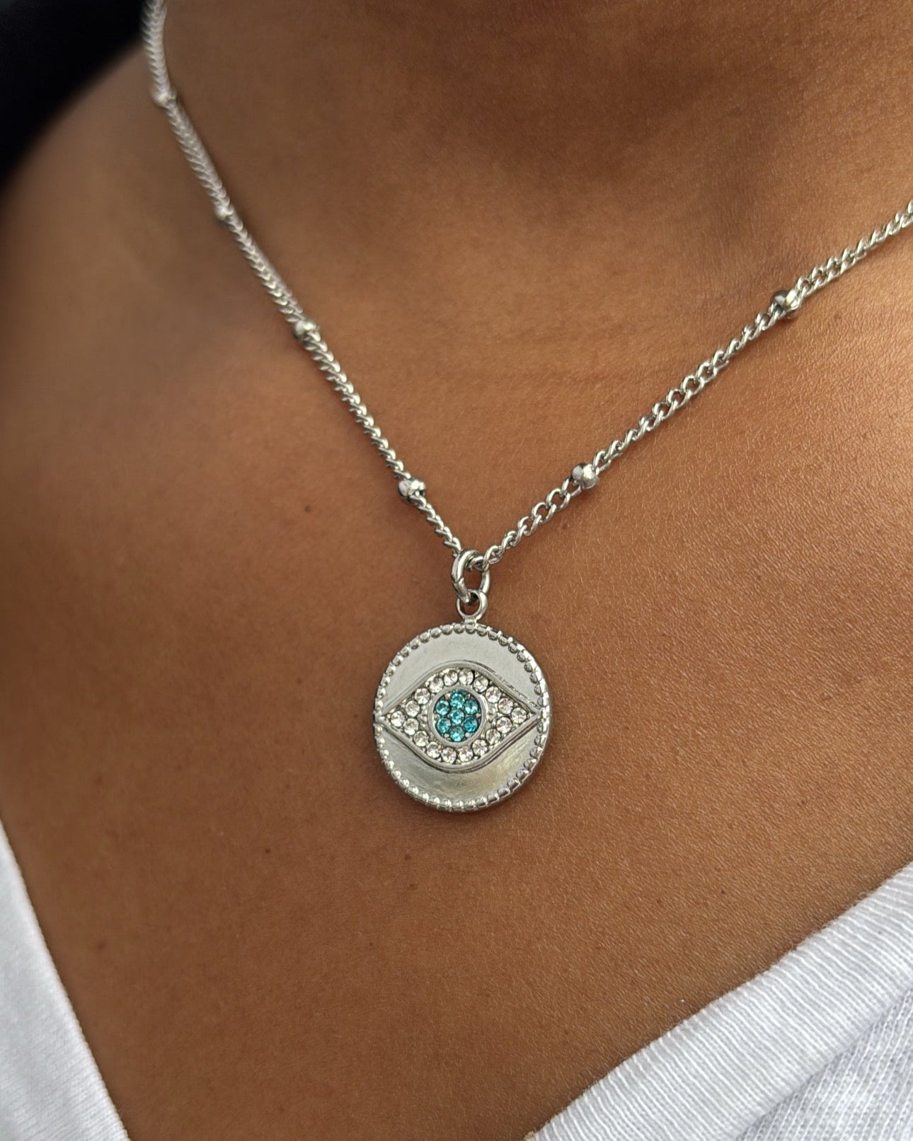 Blue Stone Evil Eye Necklace