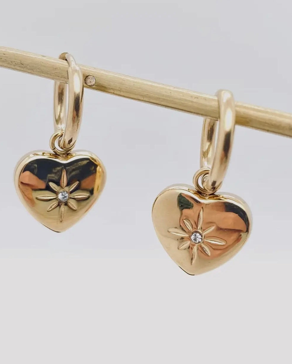 Heart-Shaped 18K Gold-Plated Huggie Earrings