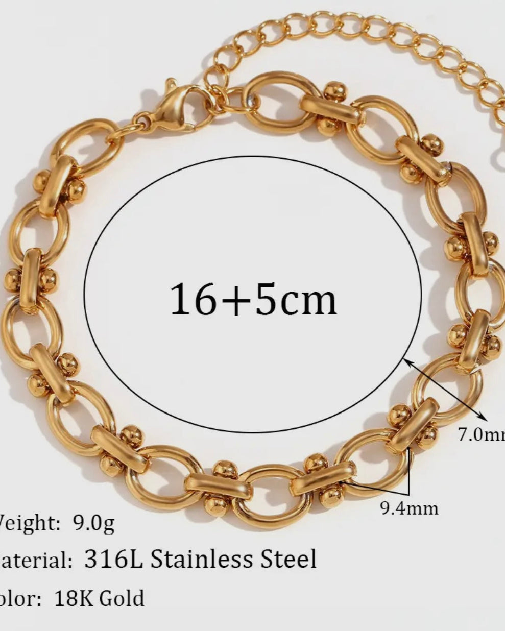 Multi Style 18K Gold Plated Steel Chain Bracelets