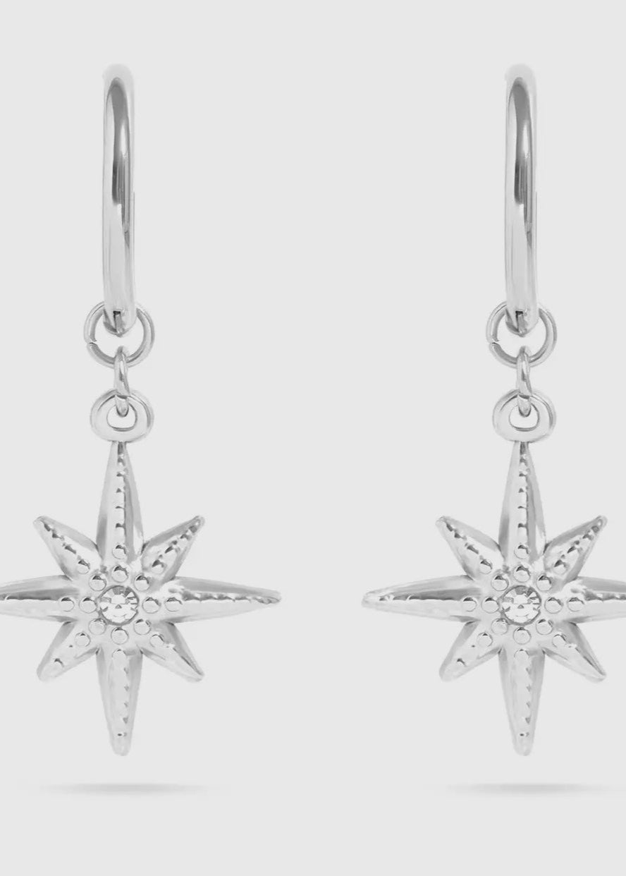 18K Gold Pvd Huggie with Compass
Charm Earrings