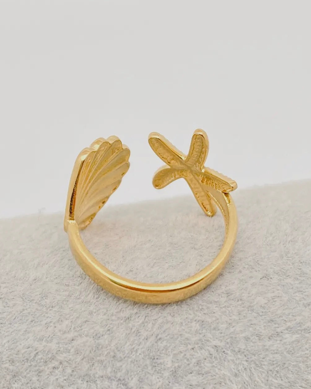 Starfish & Shell ring - one size