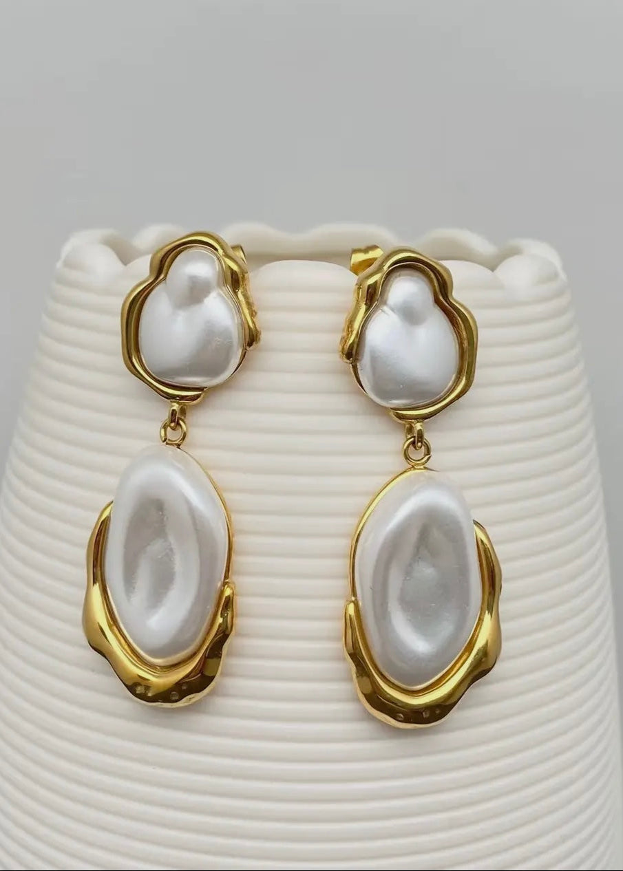 Gilded Pearl Drop Earrings