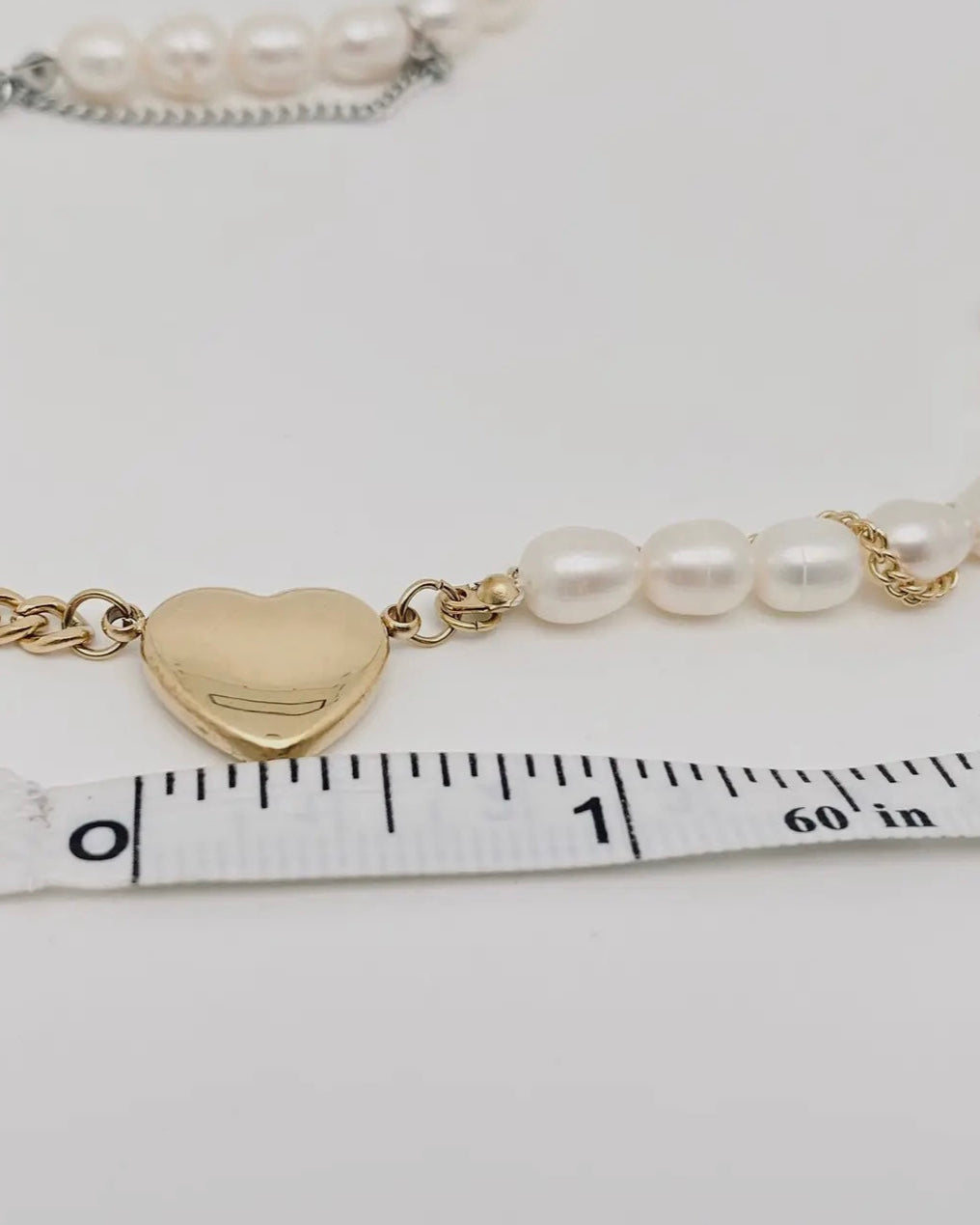Heart-Shaped Pendant Pearl Stainless Steel Chain Bracelet