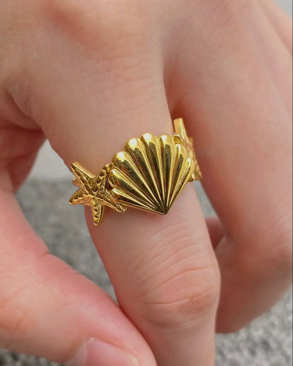 Starfish Shell Adjustable Ring