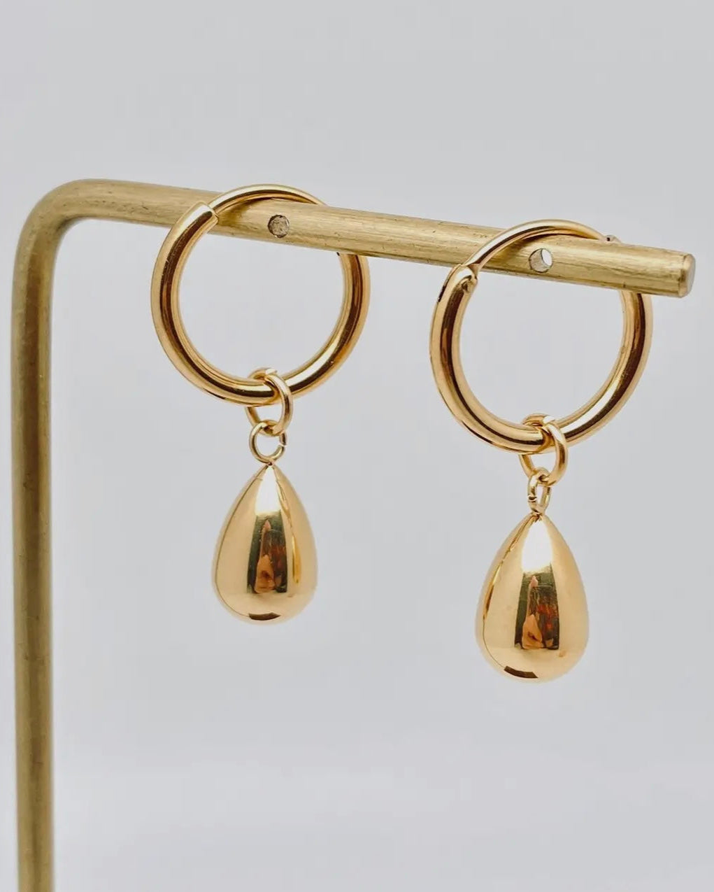 Teardrop 18k Gold Plated Stainless Steel Huggie Earrings
