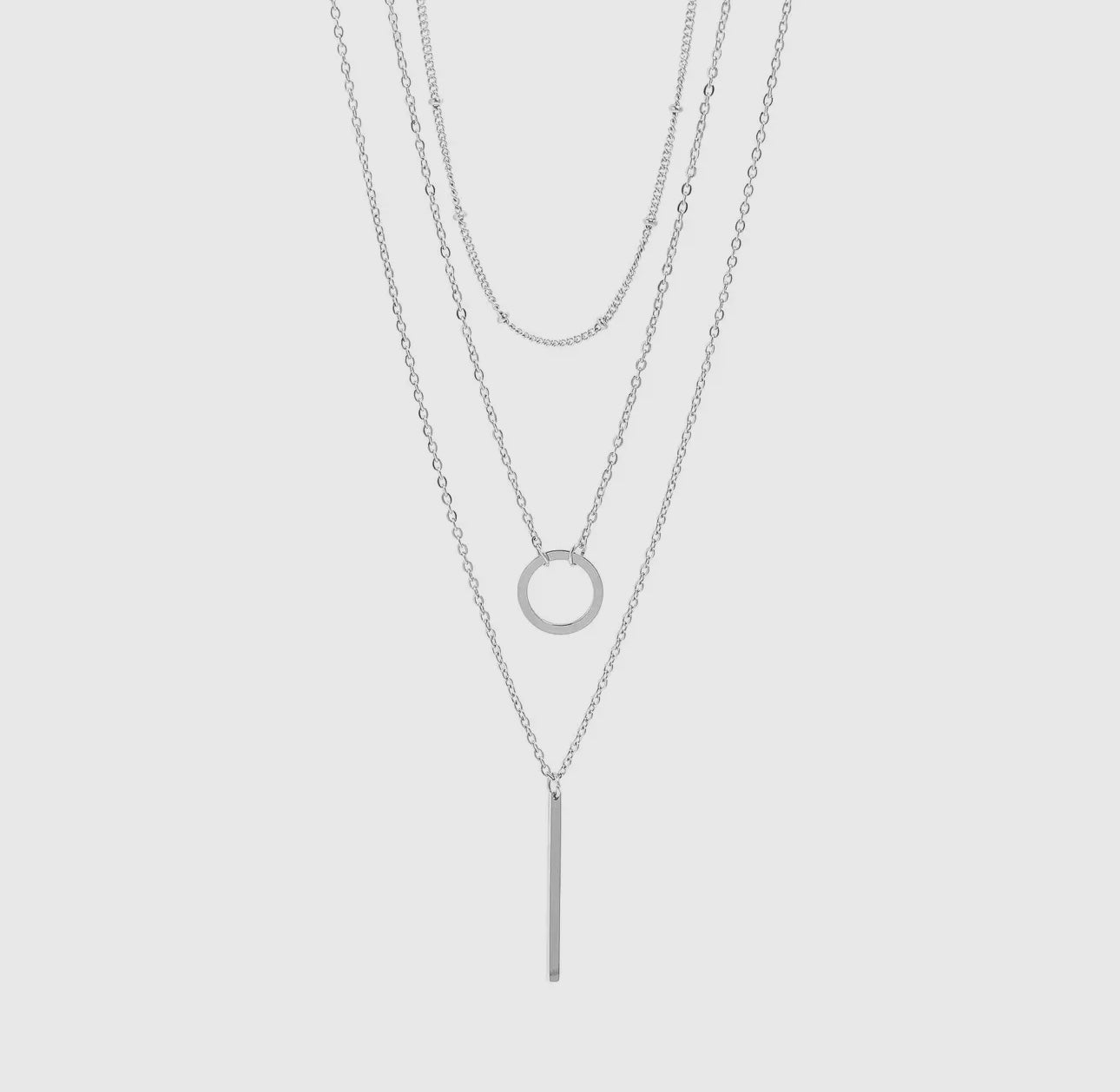 18K Gold Pvd Stainless Steel 3 Row
Layered Chain Necklace