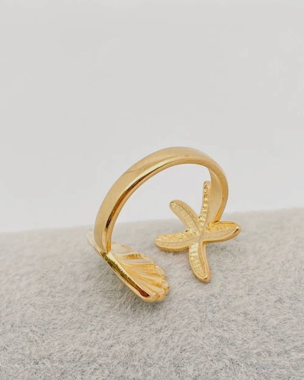 Starfish & Shell ring - one size