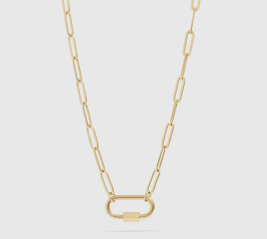 18K Gold Pvd Paperclip Carabiner Necklace