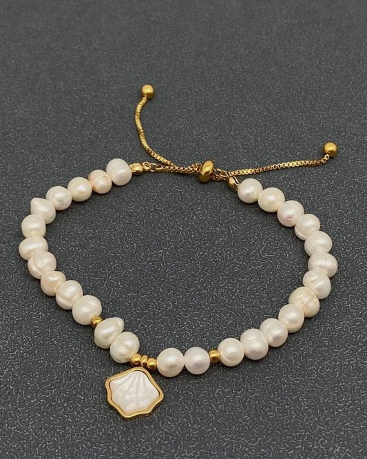 Shell Charm Pearl Beaded Bracelet
