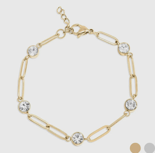 18K Gold Pvd Station Stone Stone
Paperclip Chain Bracelet