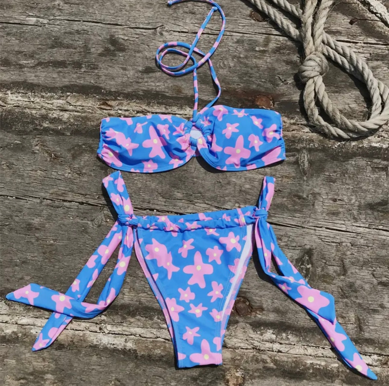 2 Piece Floral Print Bikini Swimsuit