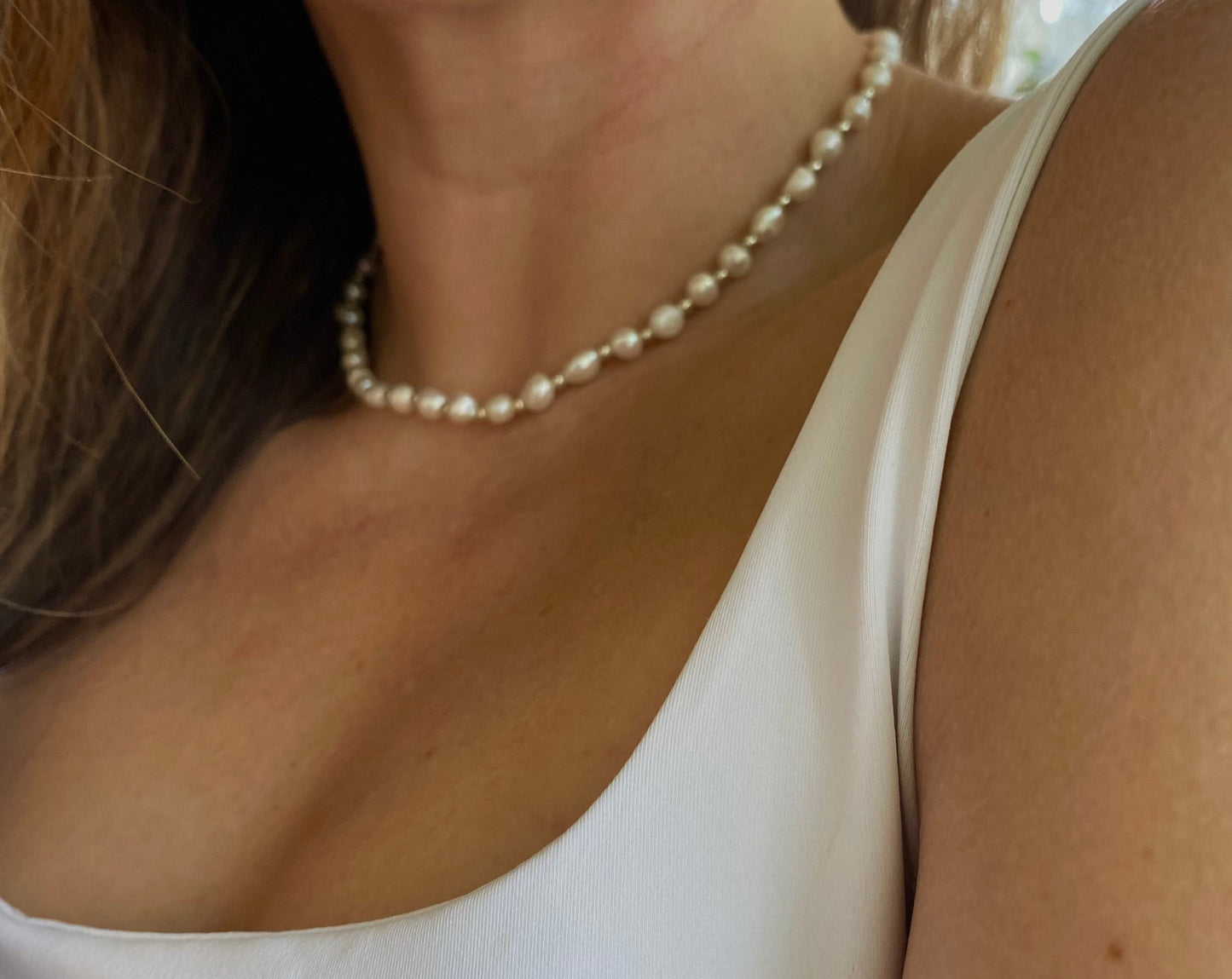 pearl necklace silver