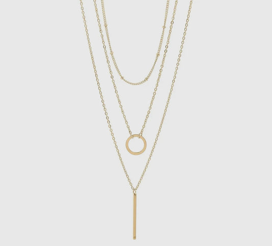 18K Gold Pvd Stainless Steel 3 Row
Layered Chain Necklace