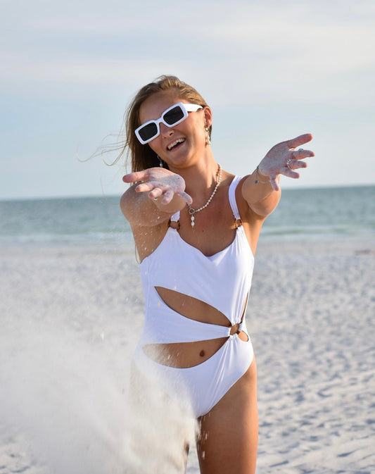 Full white swimsuit ￼