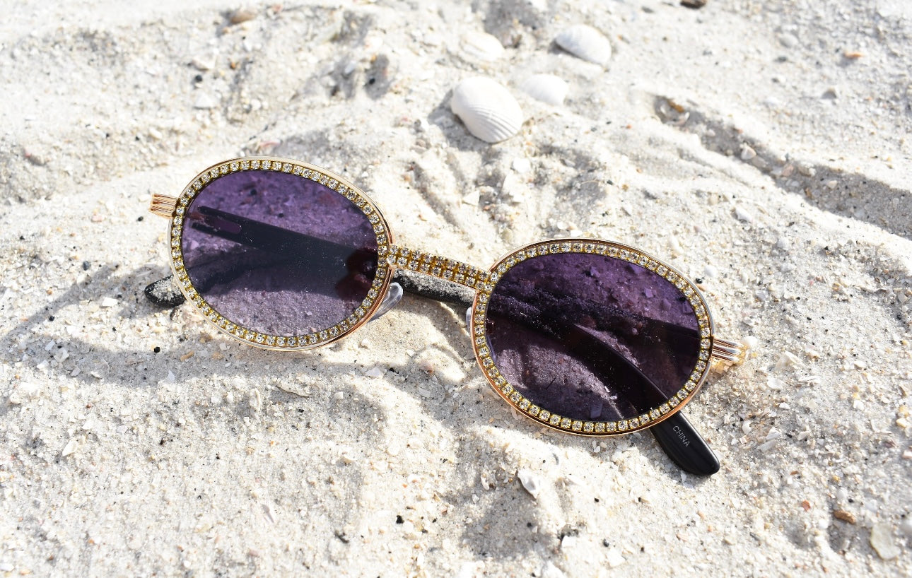 Rhinestone Round Sunglasses