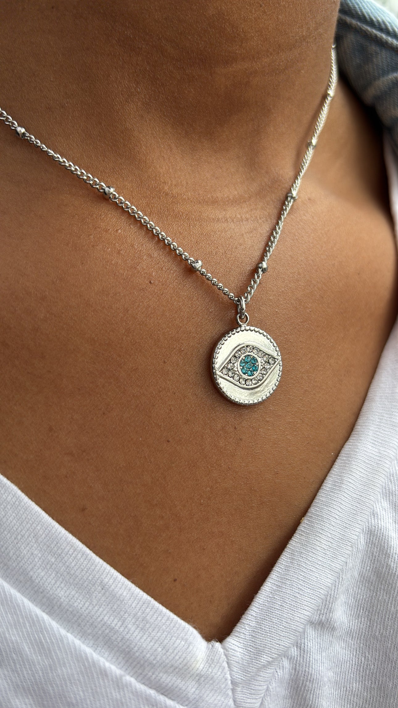 Blue Stone Evil Eye Necklace