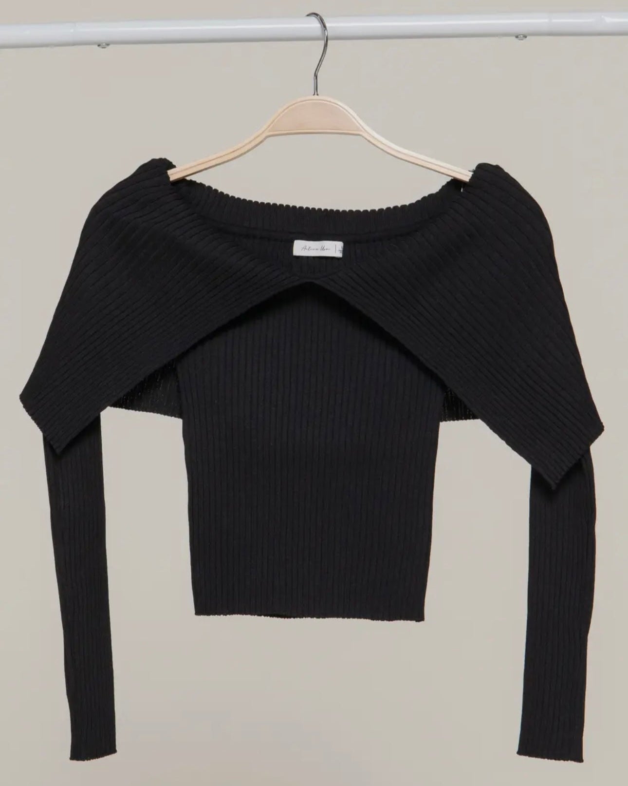 Long Sleeve Off the Shoulder Sweater - black