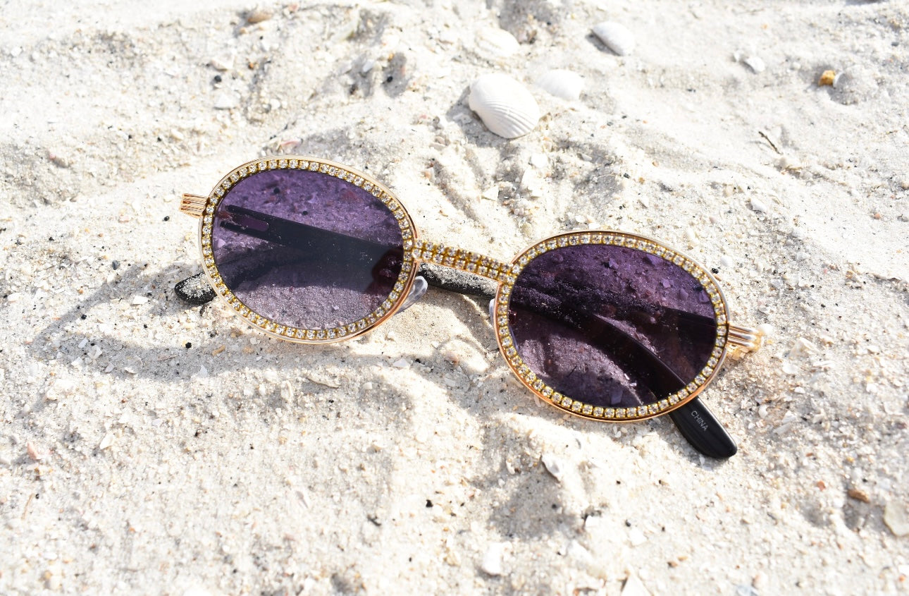 Rhinestone Round Sunglasses