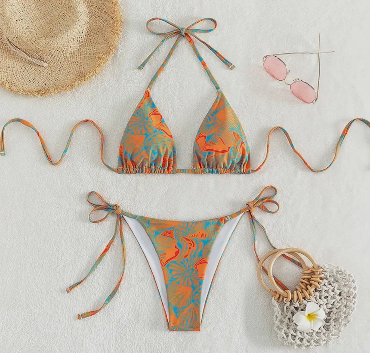 2 Piece Flower Print Bikini Swimsuit