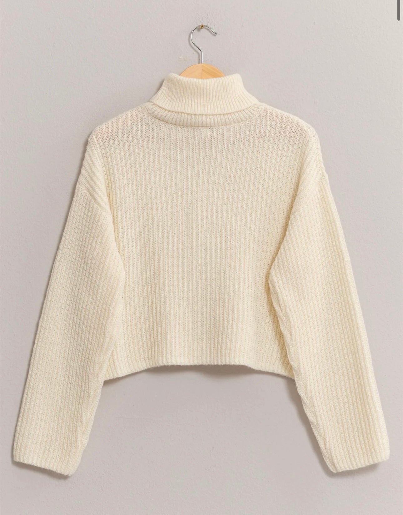 Turtleneck Semi-Crop
Sweater - white