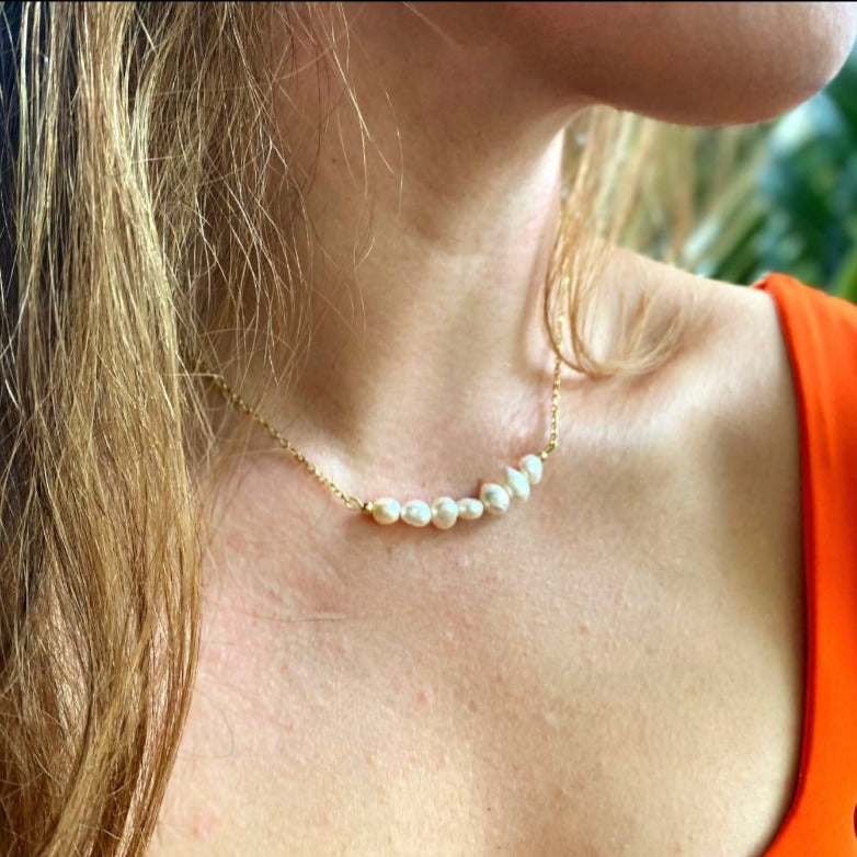 Half chain half pearl necklace