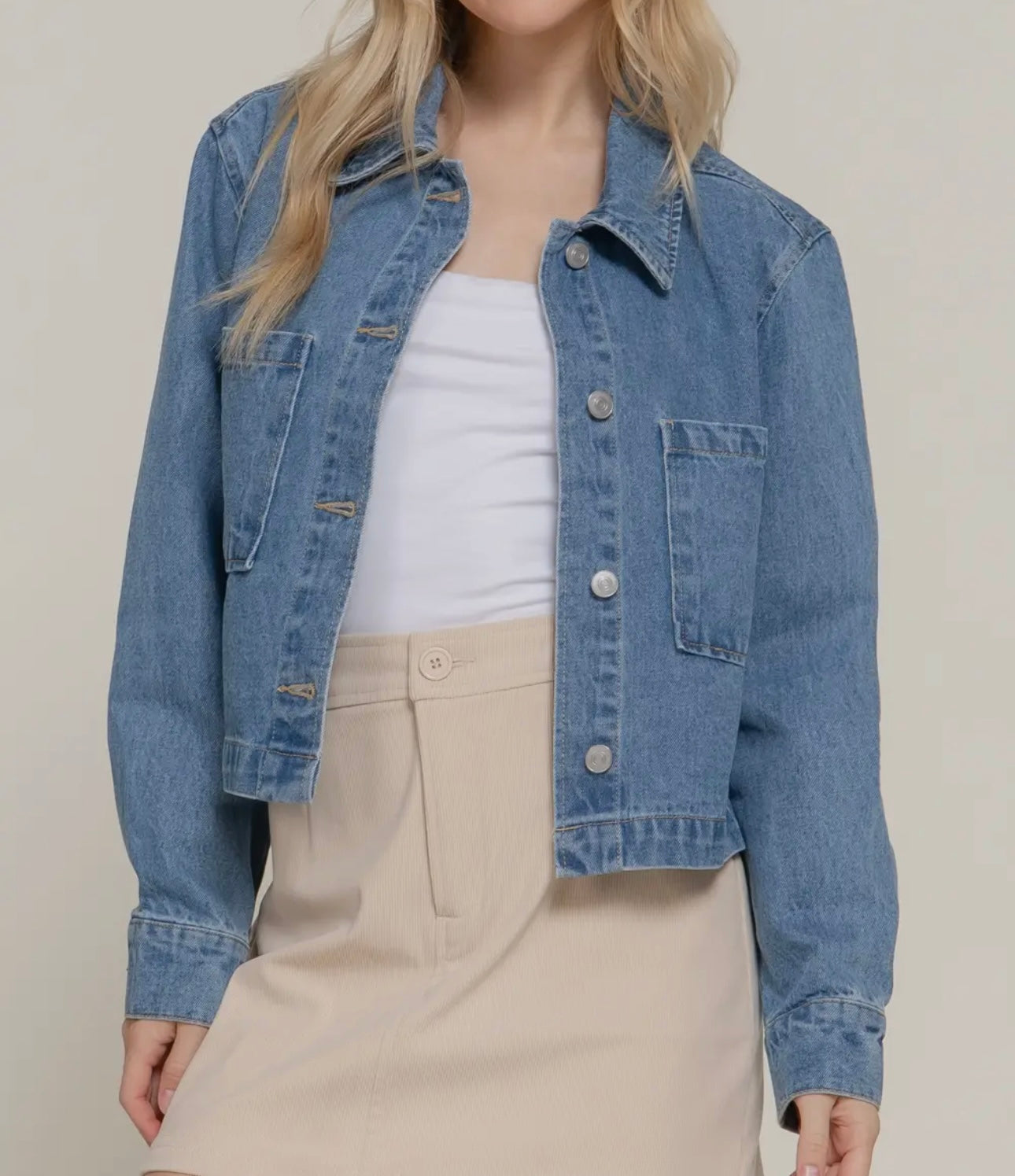 Long Sleeve with Patch Pocket Short
Denim Jacket