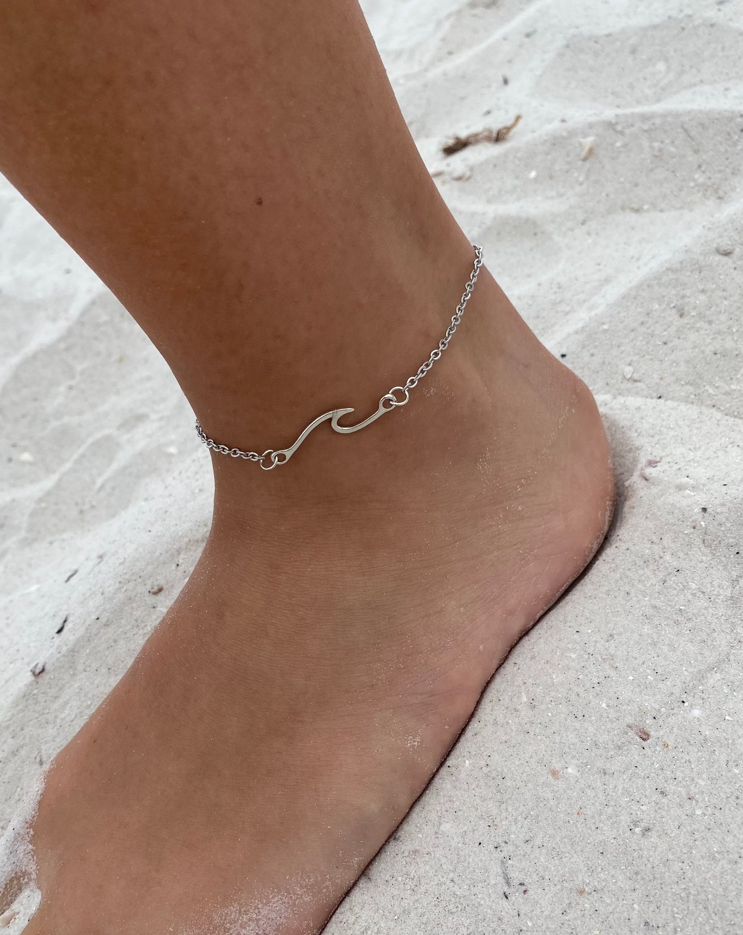 wave anklets silver