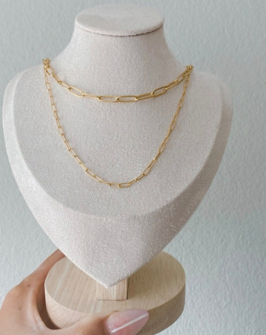 Double necklace Oval gold&silver