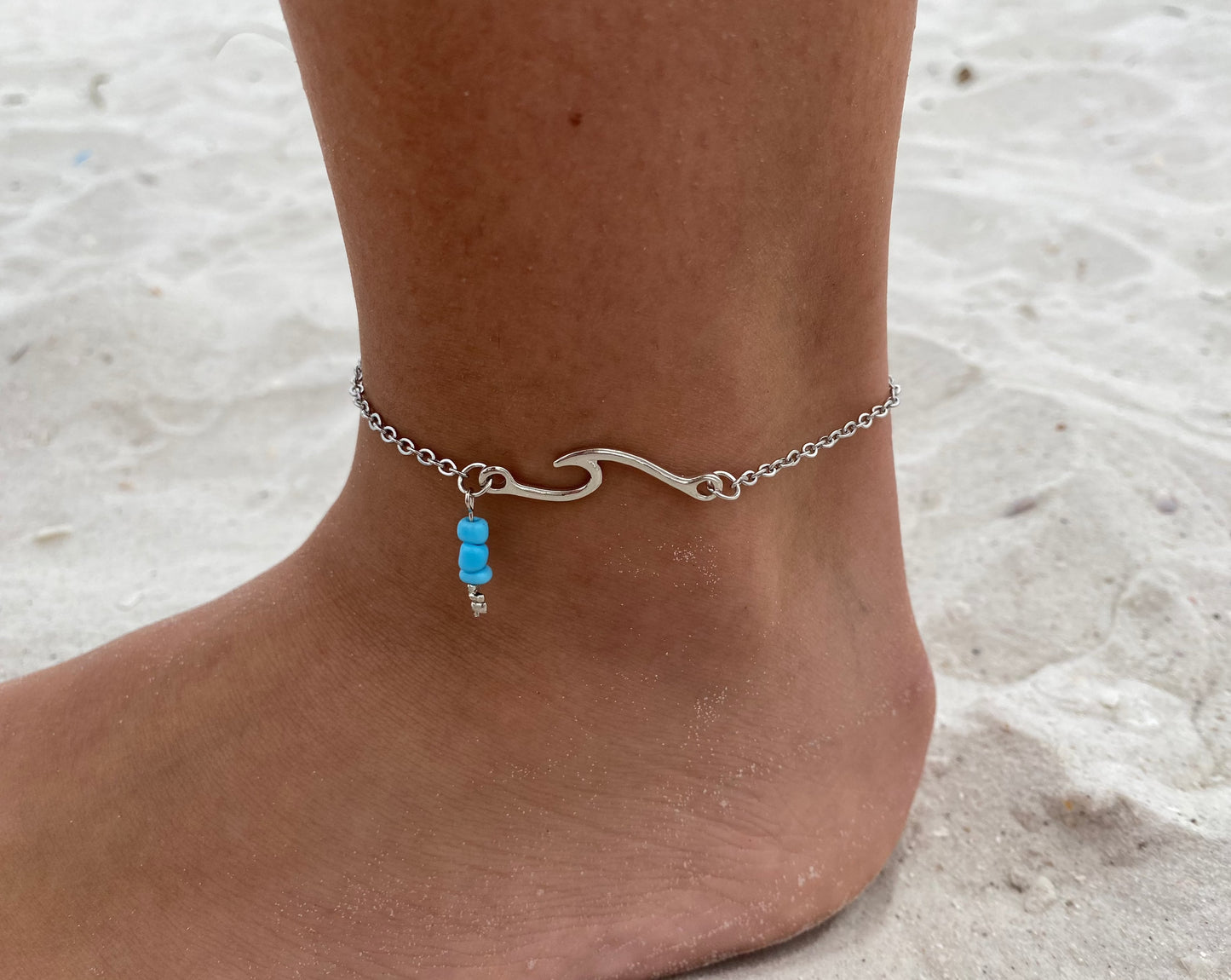 wave anklets silver