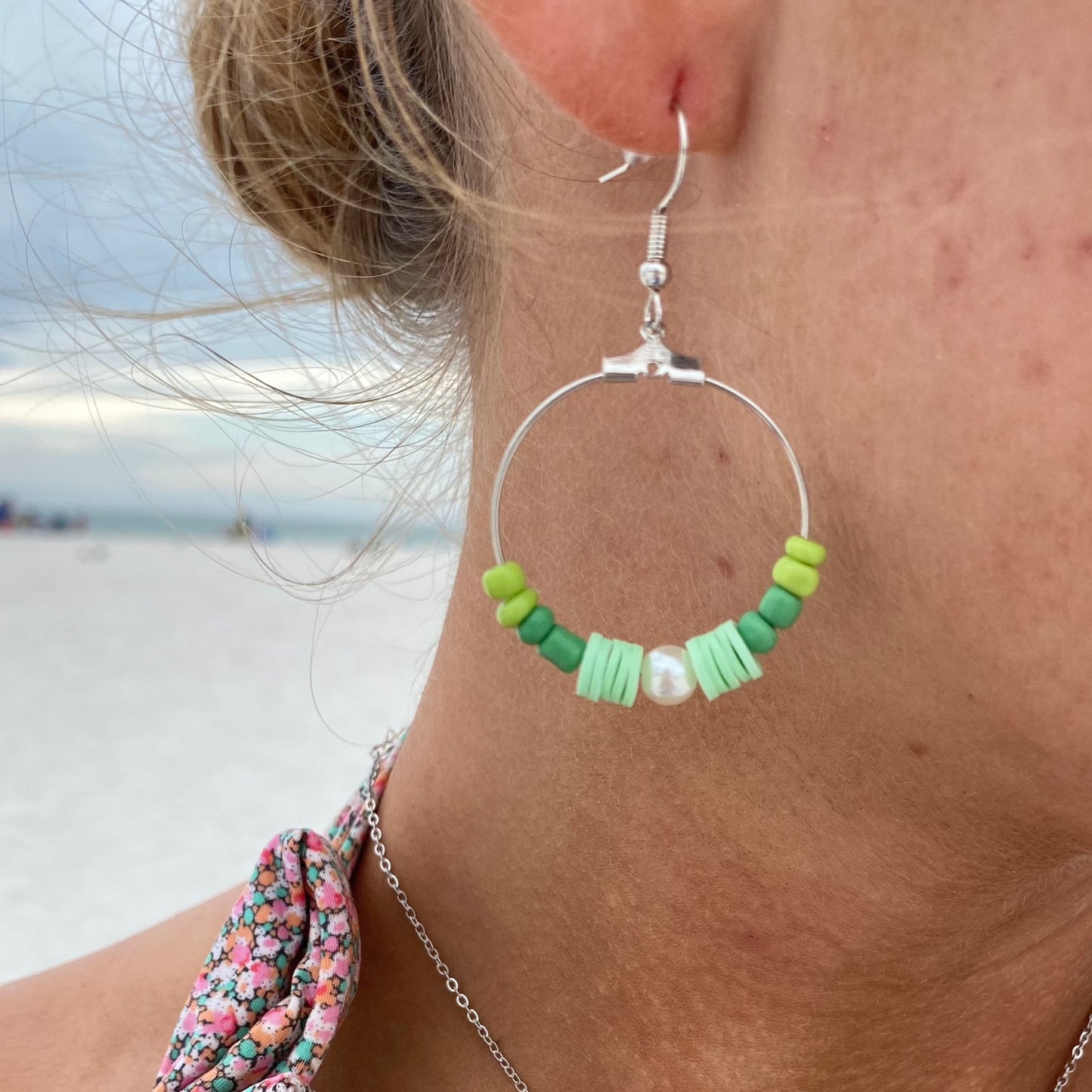 green hoop earring