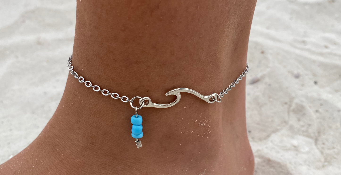 wave anklets silver